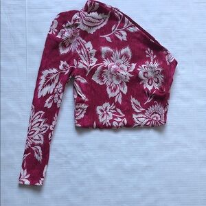 Mango MNG One Shoulder Floral Print Cropped Blouse Size 4